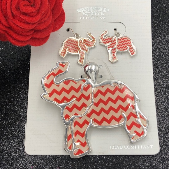 Elephant Pendant & Earrings Set Alabama - Picture 1 of 4